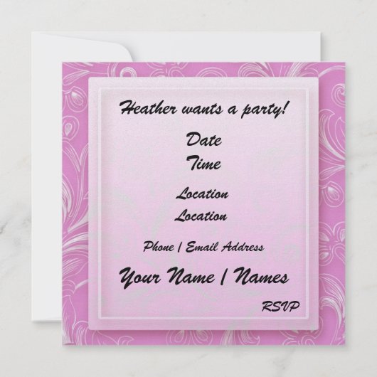 Sweet 16 Foto Einladung - SRF (Rückseite)