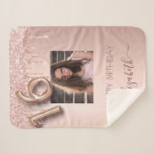 Sweet 16 Foto Rosa Rosa Rosa Gold Glitzer Sherpadecke (Vorderseite (Horizontal))