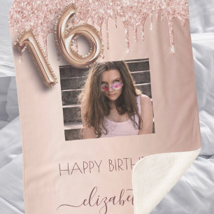 Sweet 16 Foto Rosa Rosa Rosa Gold Glitzer Sherpadecke