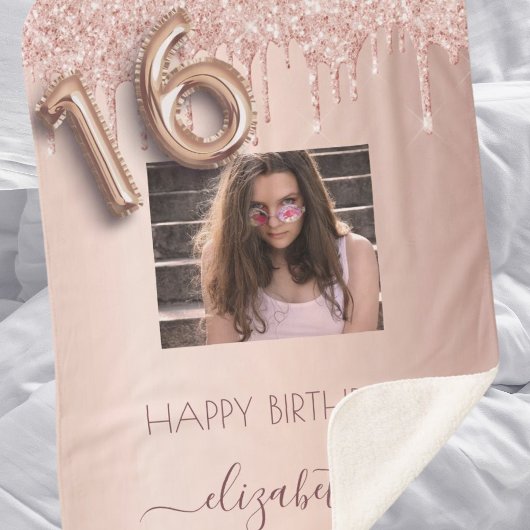 Sweet 16 Foto Rosa Rosa Rosa Gold Glitzer Sherpadecke