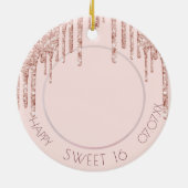 Sweet 16 Foto Rose Gold Glitzer Keramik Ornament (Hinten)