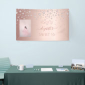 Sweet 16 Foto Rose Gold rosa Diamanten Banner (Messeveranstaltung)