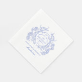 Sweet 16 French Blue Floral Wappen Custom Serviette (Ecke)