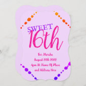 Sweet 16 Fun Dots Pink Lila Text Einladung (Vorne/Hinten)