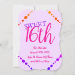 Sweet 16 Fun Dots Pink Lila Text Einladung<br><div class="desc">Sweet 16 Fun Dots Pink Lila Text Einladung</div>