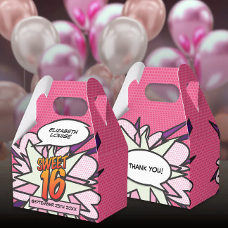 Sweet 16 Fun Girly Pink Modernes Comic Buch Geburt Geschenkschachtel
