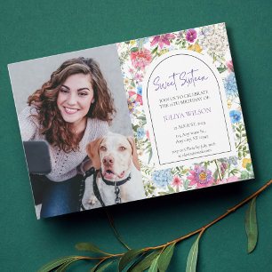 Sweet 16 Garden Wildblumen Skript Einladung