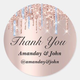 Sweet 16. Gastgeschenk Hochzeit Bridal Danke Blue  Runder Aufkleber