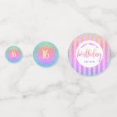 Sweet 16 Geburts Regenbogen ombre Glitzer Skript Konfetti (Rückseiten)