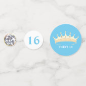 Sweet 16. Geburtstag auf türkisblau & weiß Konfetti (Rückseiten)