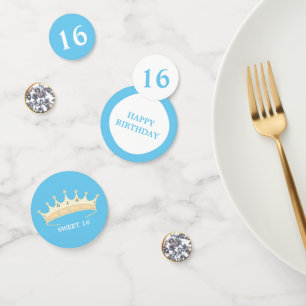 Sweet 16. Geburtstag auf türkisblau & weiß Konfetti