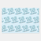 Sweet 16. Geburtstag Blue Blume Geschenkpapier Set (Vorderseite 2)