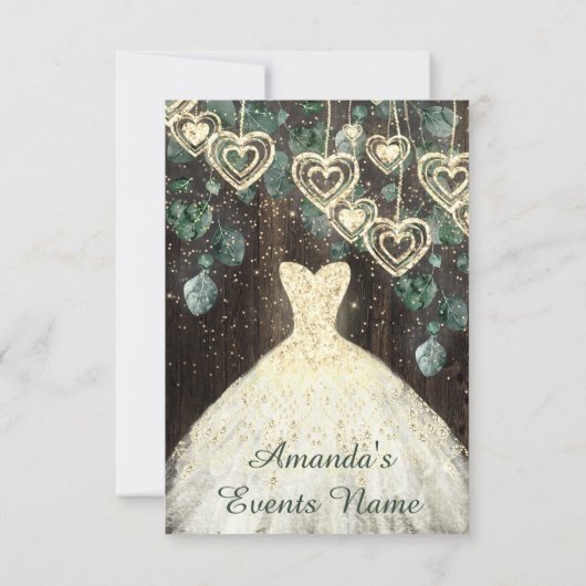 Sweet 16. Geburtstag BRIDAL Rustic Gold Confetti Einladung (Rückseite)