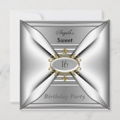 Sweet 16 Geburtstag Einladung Chrome White (Vorderseite)