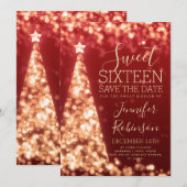Sweet 16 Geburtstag Einladung Gold & Red Christmas (Vorne/Hinten)