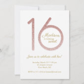 Sweet 16 Geburtstag Einladung in Rose Gold Glitzer (Vorderseite)