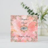 Sweet 16 Geburtstag Einladung Pink Blume (Stehend Vorderseite)