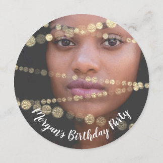 Sweet 16. Geburtstag Foto Confetti Rose Gold Einladung