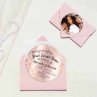 Sweet 16. Geburtstag Foto Flora Rose Pink Royal Einladung