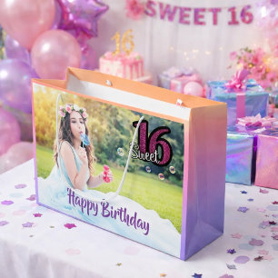 Sweet 16. Geburtstag Foto lila Große Geschenktüte