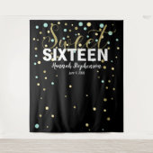 Sweet 16 Geburtstag Foto Stand Hintergrundbanner Wandteppich (Vorderseite)