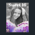 *~* Sweet 16 Geburtstag Foto Violet Abstrakt AP29 Einladungspostkarte<br><div class="desc">(Suche nach ähnlichen Designs auf verschiedenen Produkten in AP29) (Dieses Design kann an JEDES Alter oder EVENT angepasst werden) Erfahren Sie, wenn Sie Hilfe benötigen. *~* Energiestärkte Abstrakte Postkarte. Ändern / Bearbeiten Sie den Text und das FOTO des süßen 16 Geburtstagskarls. Abstraktes Künstlerisches Girly Chic SWEET 16 Save the Date...</div>