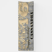 Sweet 16 Geburtstag | Goldfolie und Glitzer Banner (Vertikal)