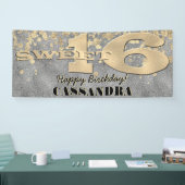 Sweet 16 Geburtstag | Goldfolie und Glitzer Banner (Messe)