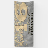 Sweet 16 Geburtstag | Goldfolie und Glitzer Banner (Vertikal)