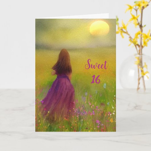 Sweet 16 Geburtstag Karte (Gelbe Blume)