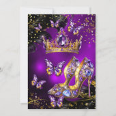 Sweet 16. Geburtstag lila Gold Black Butterfly Einladung (Rückseite)