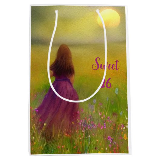 Sweet 16 Geburtstag Mittlere Geschenktüte (Vorderseite)