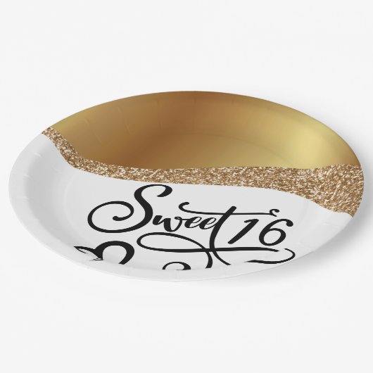 Sweet 16 Geburtstag Pappteller (Schrägansicht)