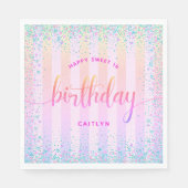Sweet 16 Geburtstag Pastel Glitzer Regenbogen Ober Serviette (Vorderseite)