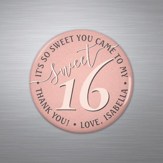 Sweet 16. Geburtstag Pink Danke Gastgeschenk Magnet
