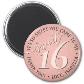 Sweet 16. Geburtstag Pink Danke Gastgeschenk Magnet (Vorne)