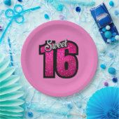 Sweet 16. Geburtstag Pink Gold Glitzer Pappteller (Party)