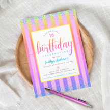 Sweet 16 Geburtstag Regenbogen Ombre Glitter Schri
