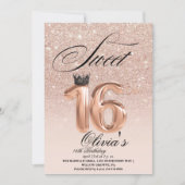 Sweet 16. Geburtstag Rose Gold Prinzessin Geburtst Einladung (Vorderseite)