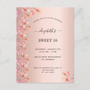 Sweet 16 Geburtstag Rose Gold Rosa Blumenladen Postkarte