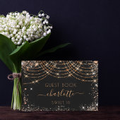 Sweet 16 Geburtstag schwarze Rose Gold Glitzer Gästebuch