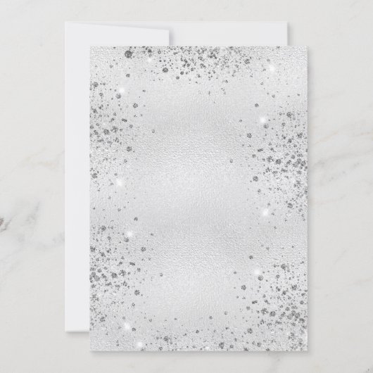 Sweet 16 Geburtstag Silber Glitzer Einladung (Rückseite)