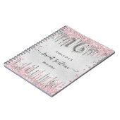 Sweet 16 Geburtstag Silberrosa Glitzer Gästebuch Notizblock (Linke Seite)