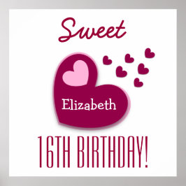 Sweet 16. Geburtstag Sprinkling of Hearts A01C1 Poster