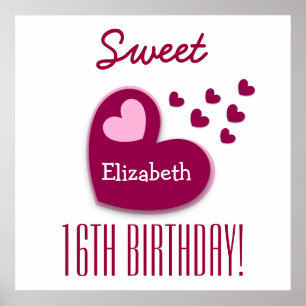 Sweet 16. Geburtstag Sprinkling of Hearts A01C1 Poster