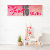 Sweet 16 Geburtstag | Sterne Rosa Glitzer Banner (Insitu)