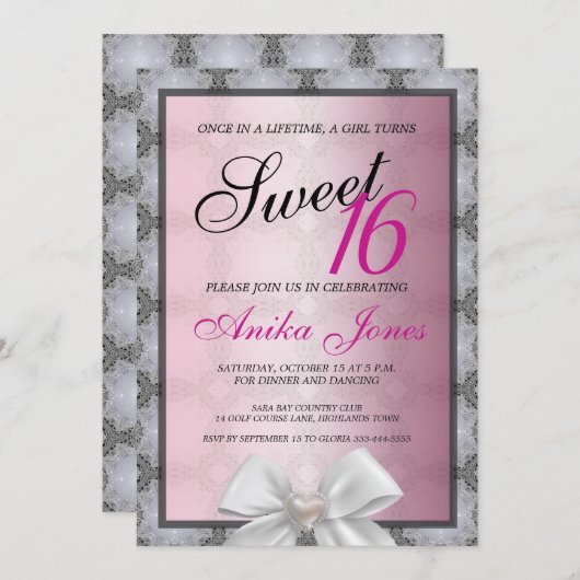 Sweet 16 Geburtstagseinladung Einladung (Vorne/Hinten)