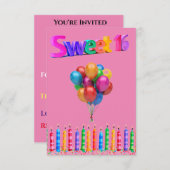 "SWEET 16" Geburtstagseinladungen PERSONALISIERT. (Vorne/Hinten)