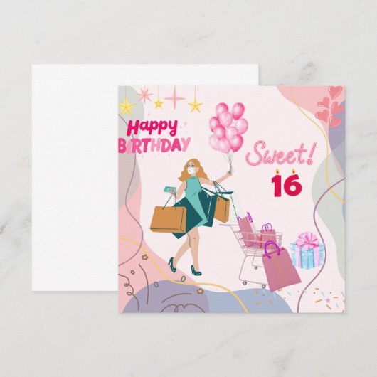 Sweet 16 Geburtstagskarte (Vorne/Hinten)
