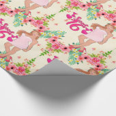 Sweet 16 Geburtstagskind mit Blume Geschenkpapier (Ecke)